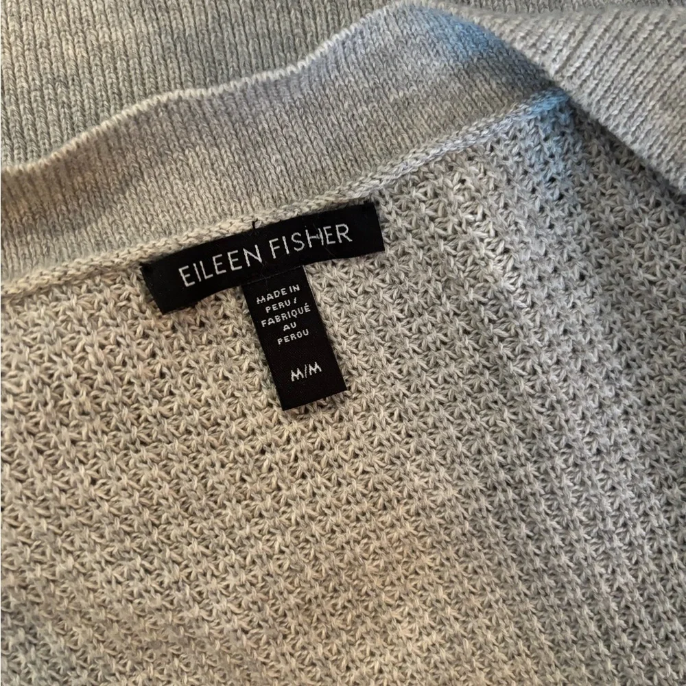 Eileen Fisher Organic Cotton Silk Boyfriend Cardigan in Pearl Gray Medium - Picture 5 of 7